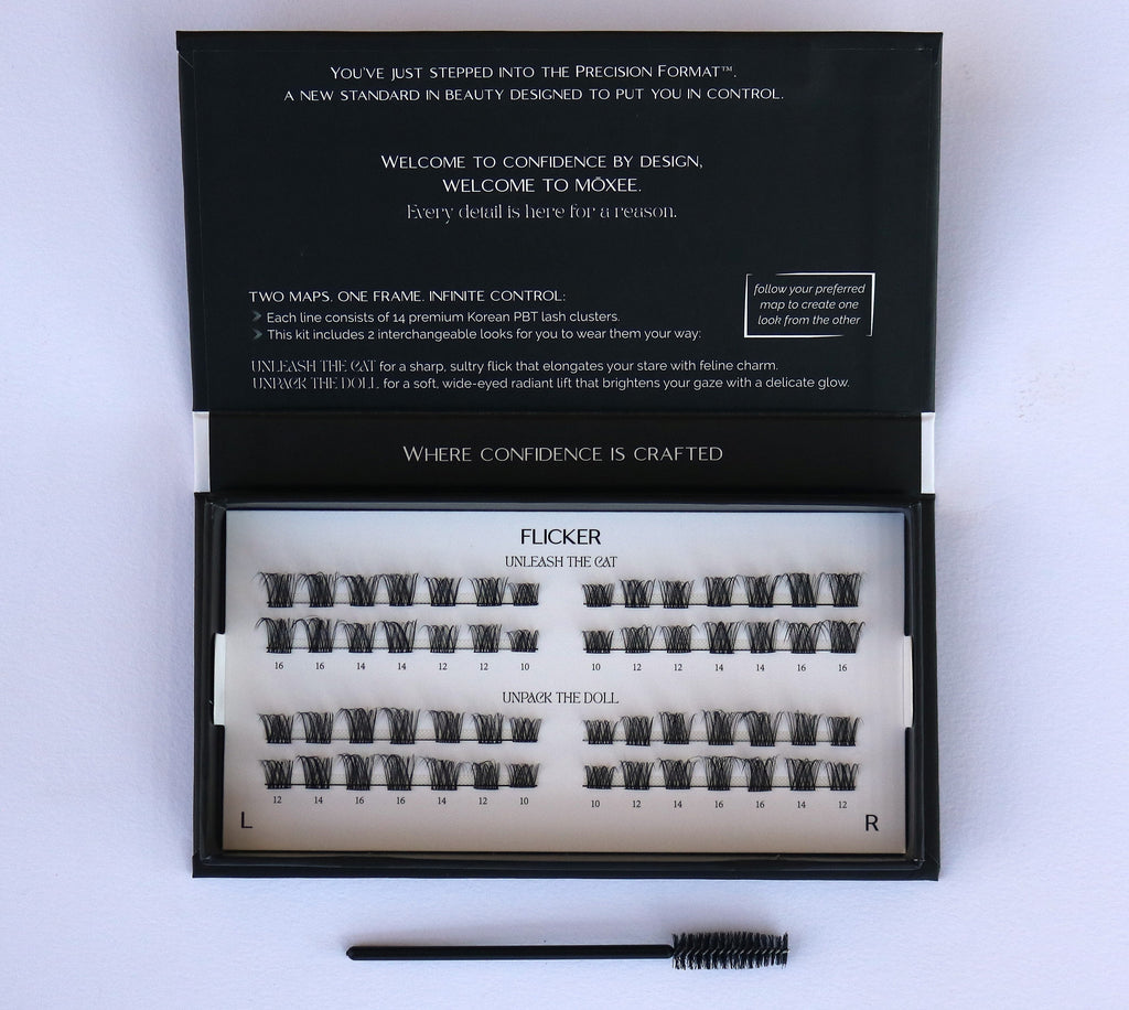FLICKER STYLE lash box - pre-mapped lash clusters for seamless look, easy application and long wear. waterproof