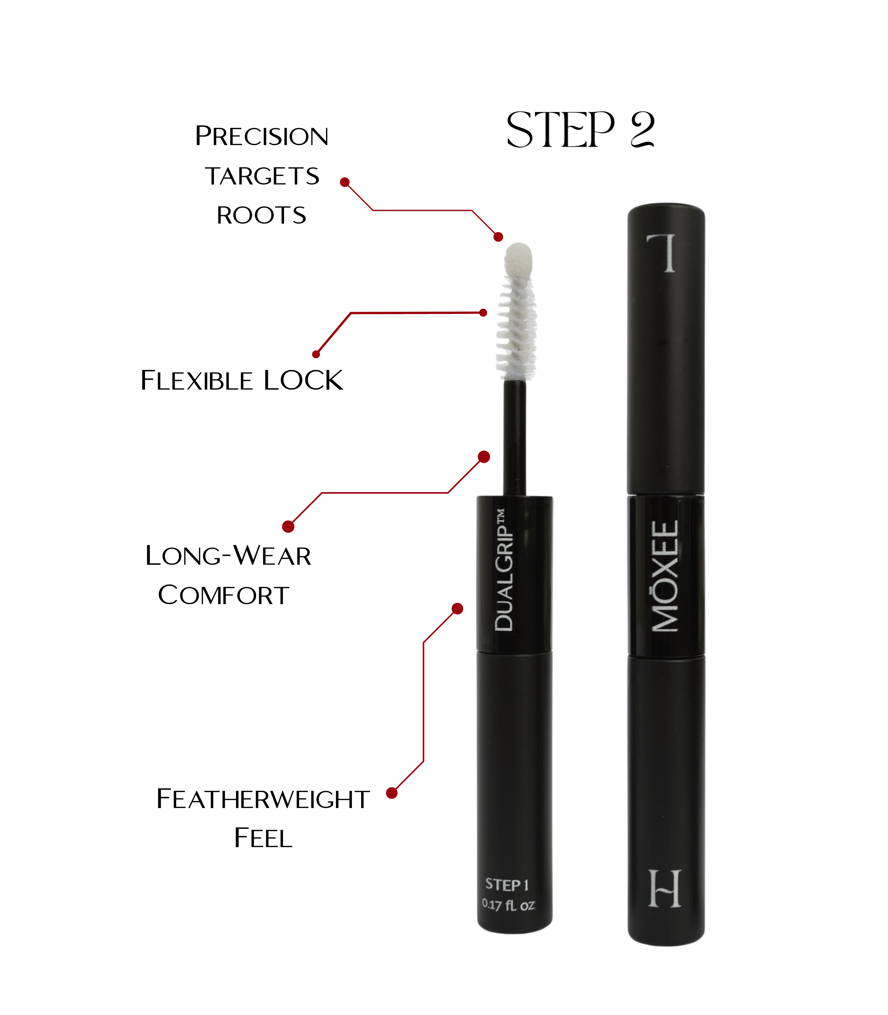 MOXEE DUAL GRIP  STEP 2 (LOCK) precise tip, flexible and waterproof, strong hold, lightweight, long wear 10 days